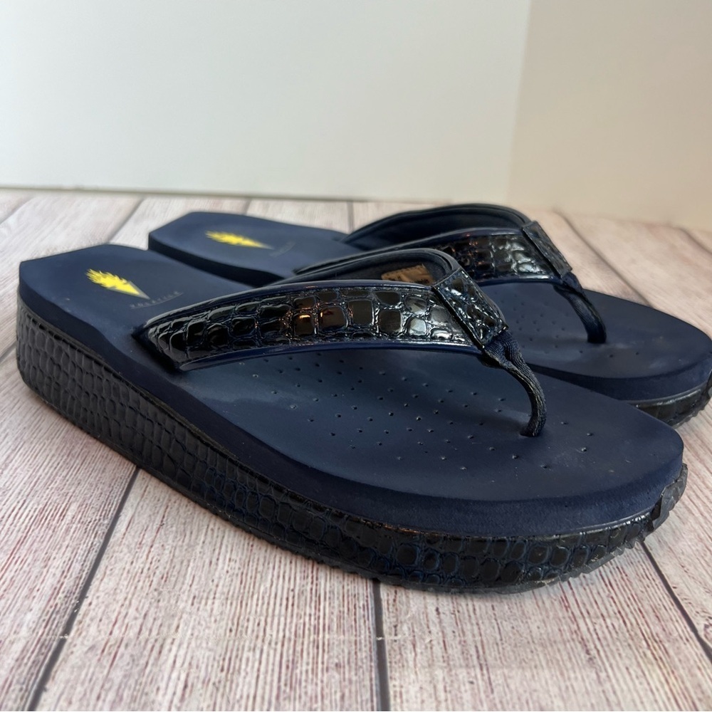 VOLATILE Mini Croco Blue Flip Flop Sandals 11